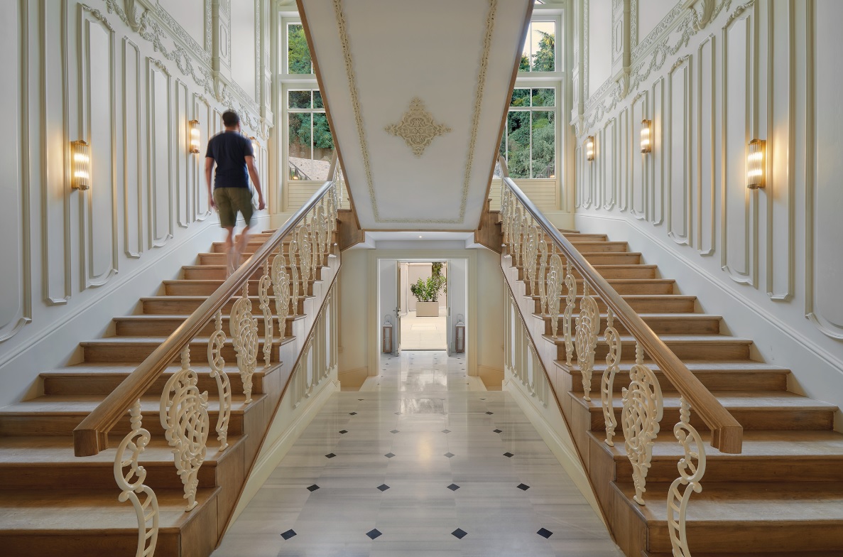 Main staircase at the 43-key Six Senses Kocatas Mansions in Istanbul, Turkey. Click to enlarge.