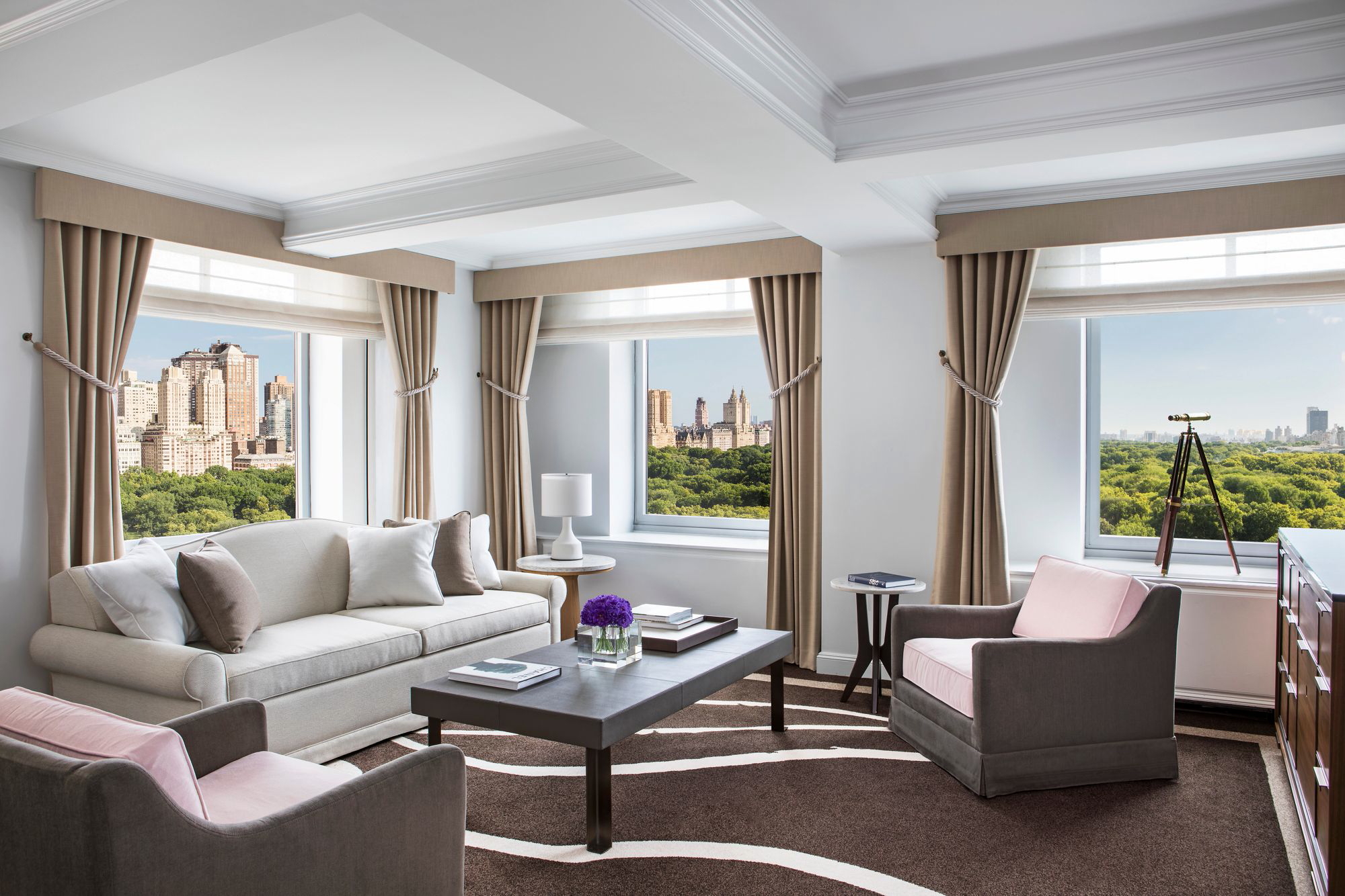 Luxurious suite at The Ritz-Carlton New York, Central Park. Click to enlarge.