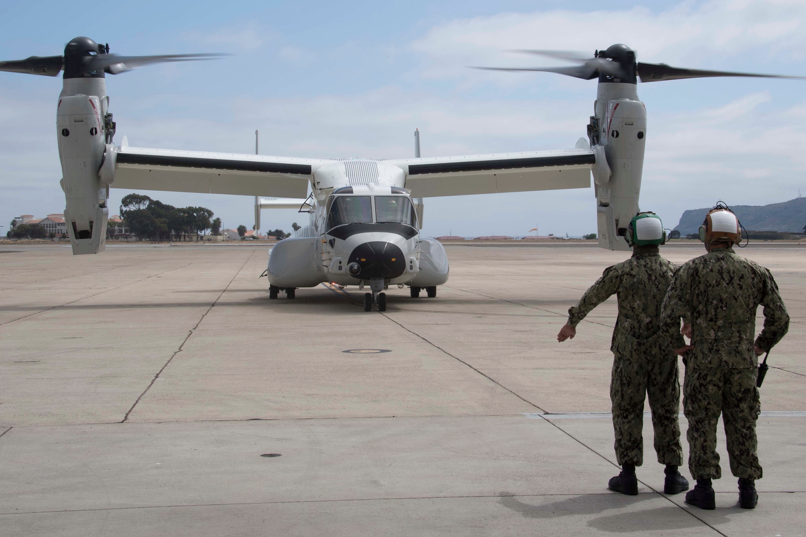 The first CMV-22B Osprey assigned to Fleet Logistics Multi-Mission Squadron (VRM) 30 landed at Naval Air Station North Island in San Diego on June 22. Picture: U.S. Navy. Click to enlarge.