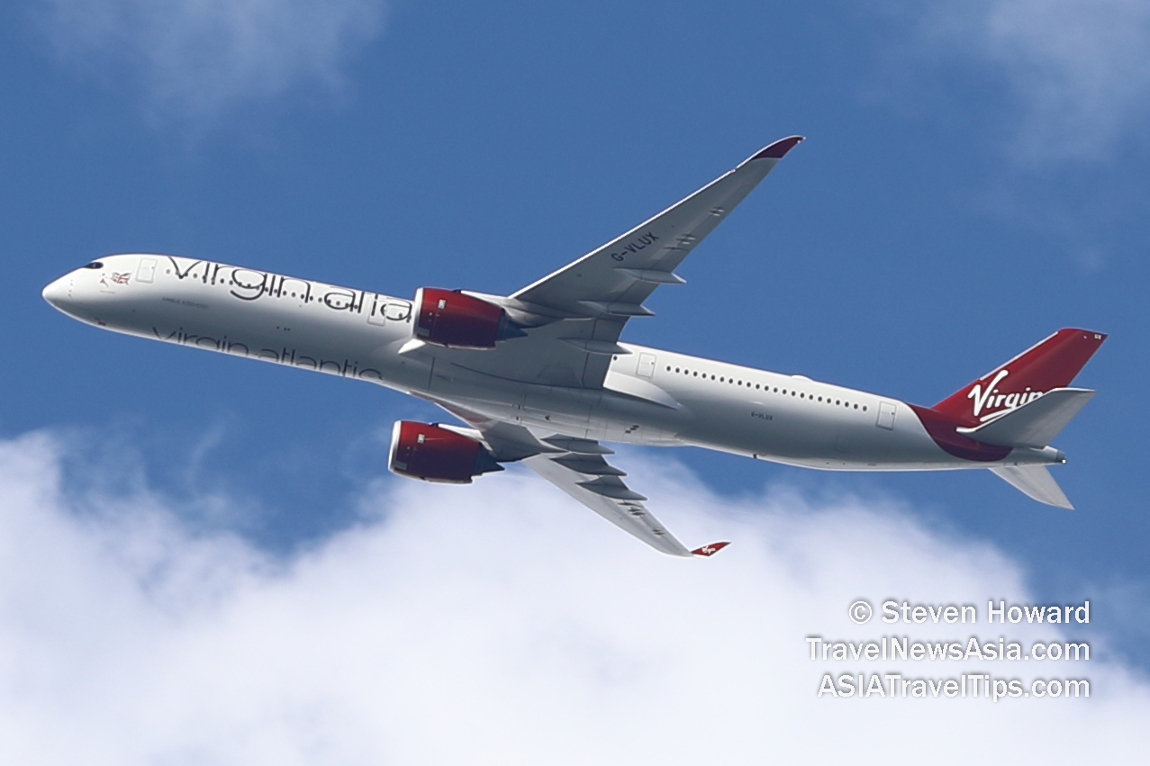Virgin Atlantic Airbus A350-1000 reg: G-VLUX. Picture by Steven Howard of TravelNewsAsia.com Click to enlarge.