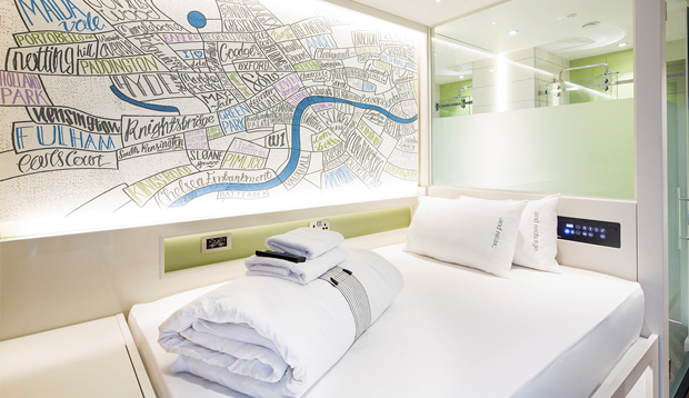 Room at the new 89-room hub by Premier Inn West Brompton which is located on Lillie Road, adjacent to West Brompton Underground station and opposite the Earls Court development site. Click to enlarge.