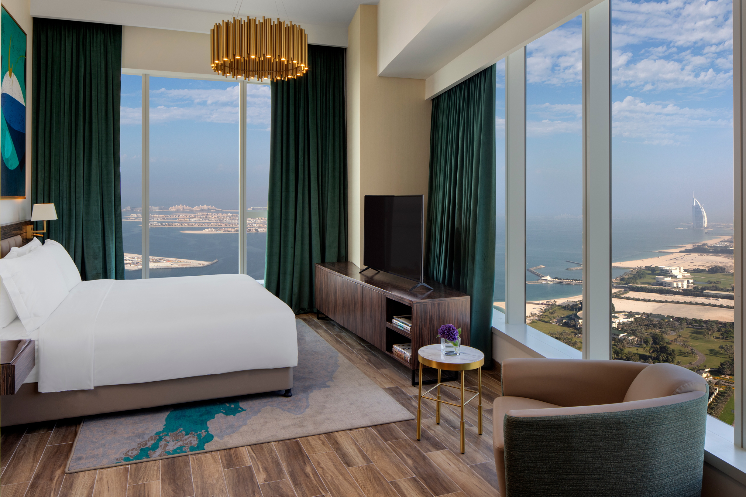 Cool view from a bedroom of a 3-bedroom apartment at the Avani Palm View Dubai Hotel & Suites. Click to enlarge.