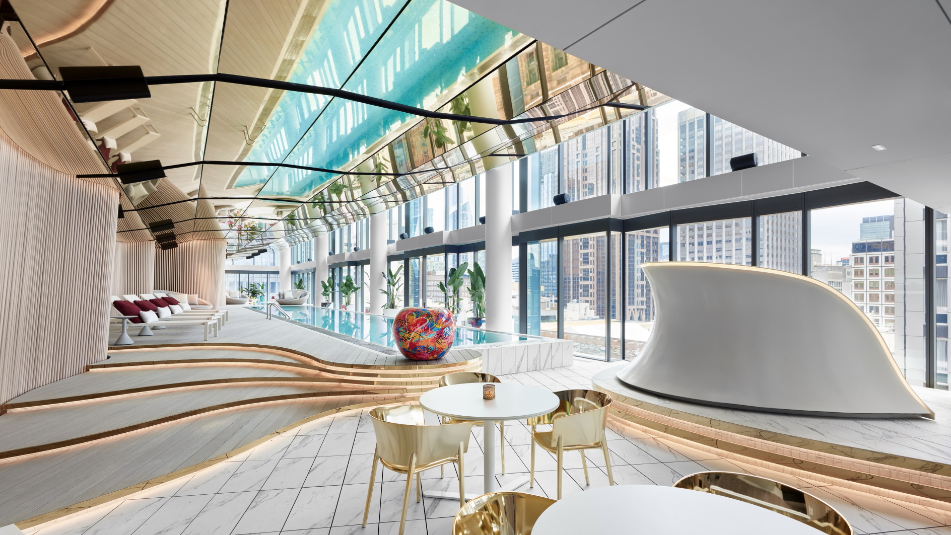 The W Melbourne features an indoor pool which boasts a poolside bar and DJ booth. Click to enlarge.