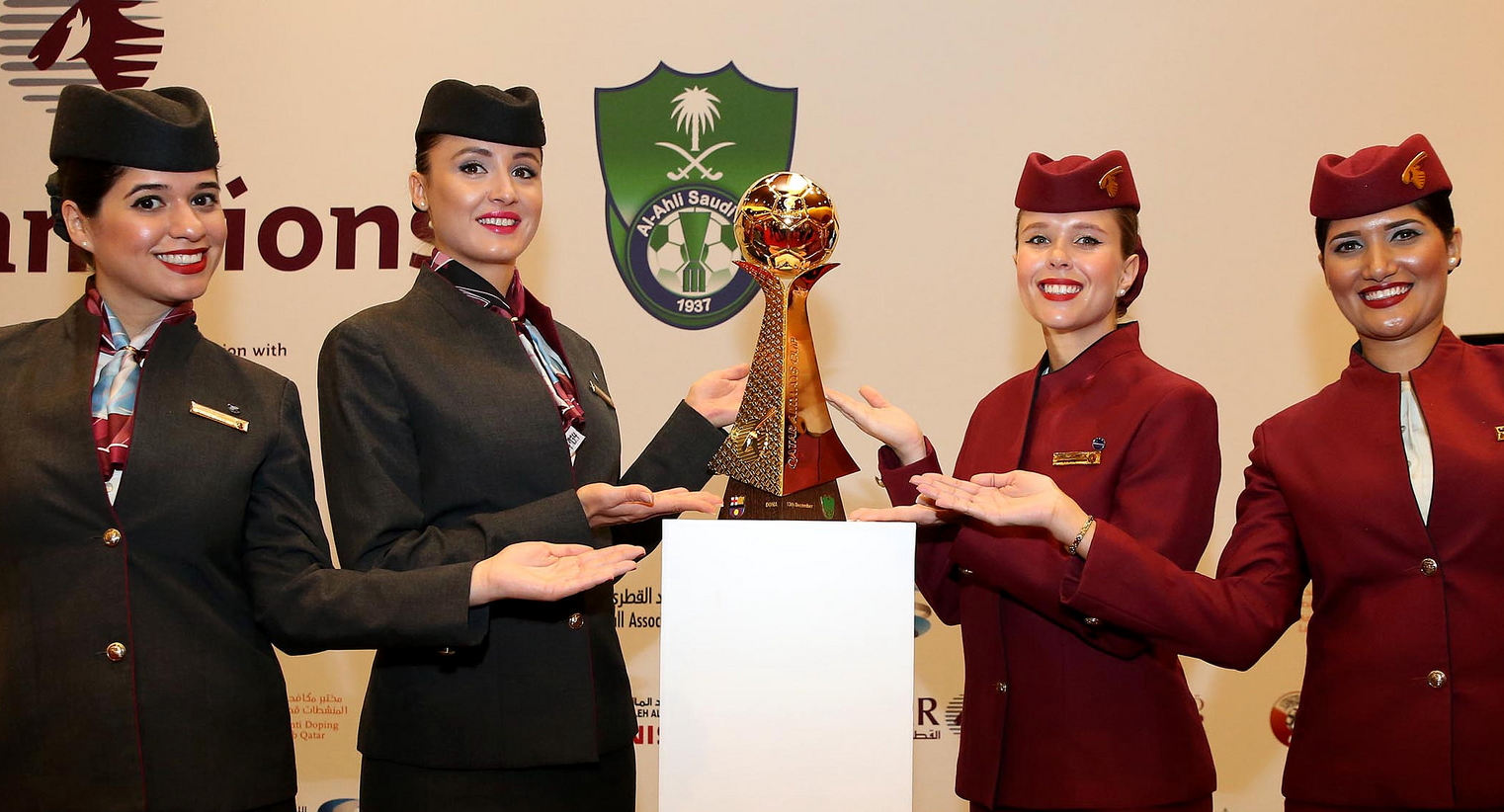 The Qatar Airways Cup trophy was handmade in Doha. Cast in 18 carat gold, it is designed to reflect the global unity that sport inspires, and signifies the reward for teamwork, effort and determination.