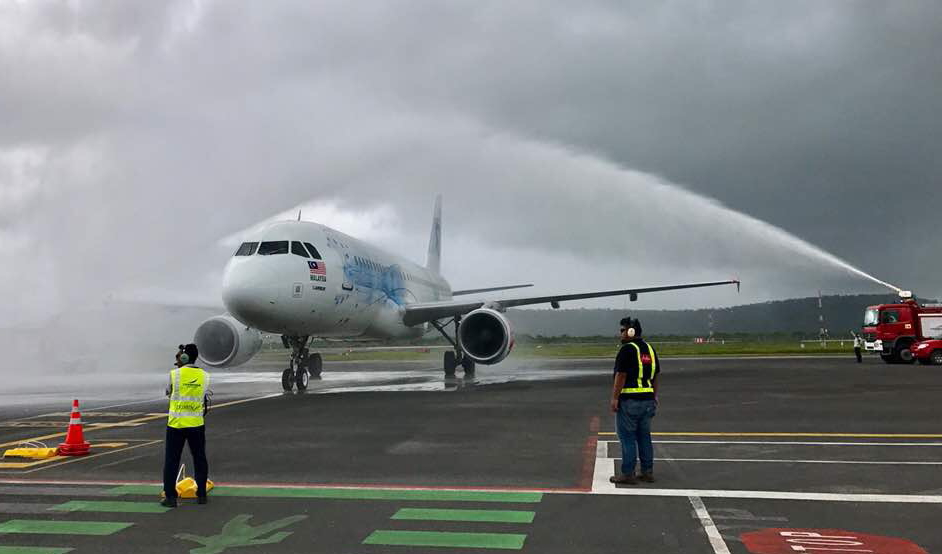 AirAsia has launched four flights per week between Kuala Lumpur and Sihanoukville, Cambodia. The inaugural flight was welcomed with a traditional a water cannon salute.