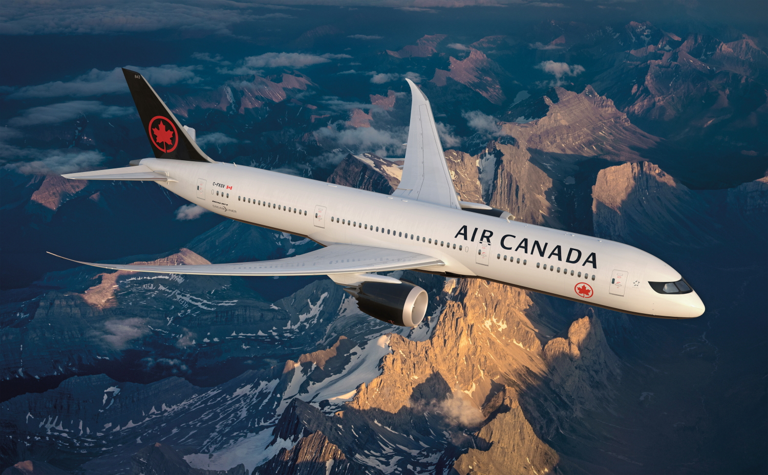 Air Canada's new livery on a Boeing 787-8 Dreamliner (reg: C-FKSV)