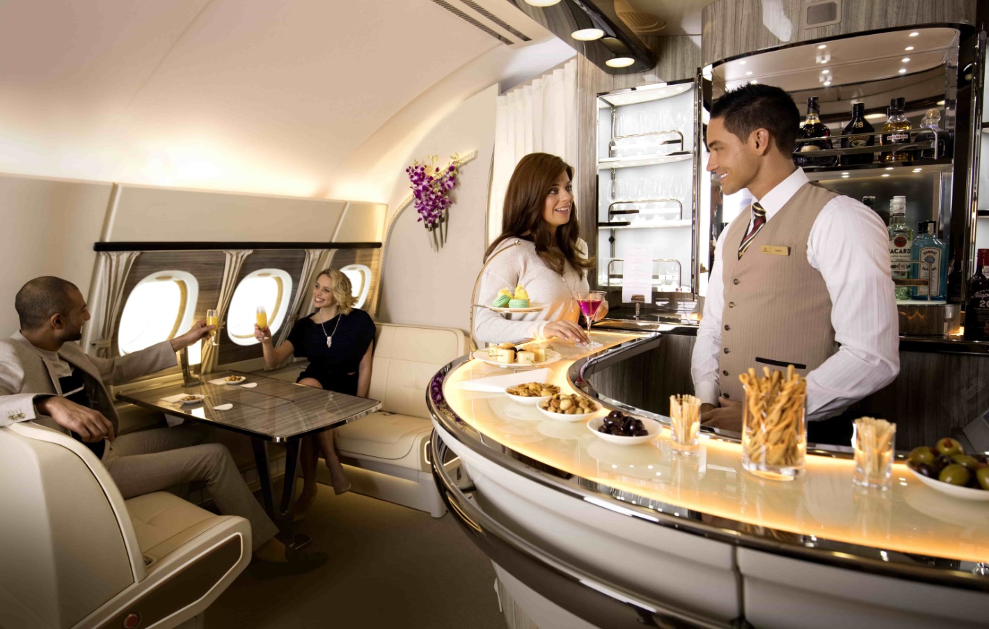 Emirates' popular onboard lounge on its Airbus A380s