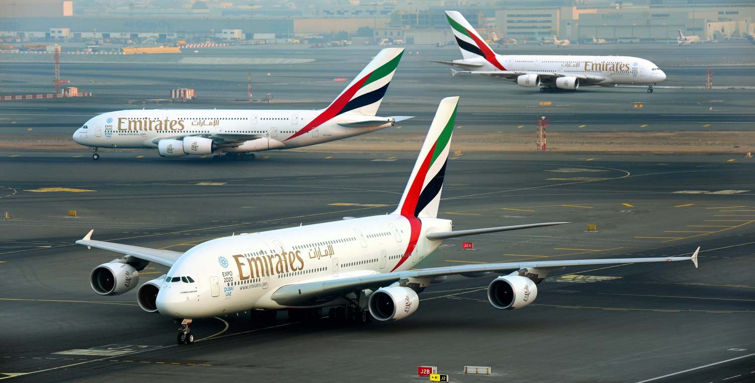 Triple route launch! Three Emirates Airbus A380 aircraft in Dubai