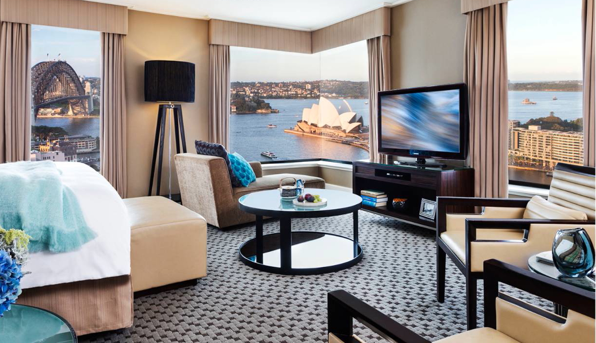 Amazing view from a luxurious Full Harbour Suite at the Four Seasons Hotel Sydney