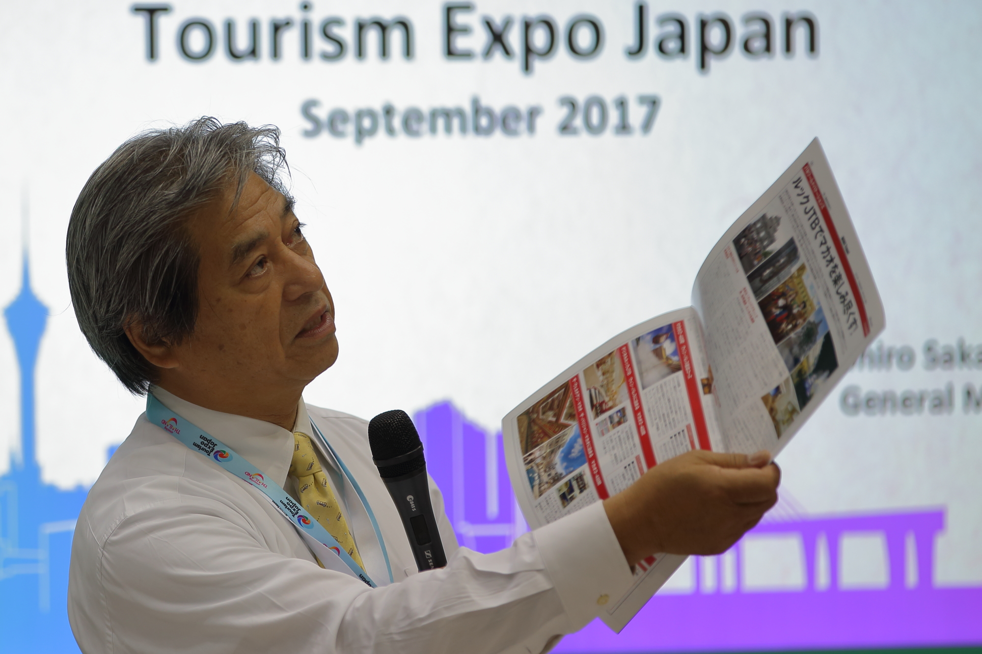 Mr. Fumihiro Sakakibara, General Manager - Japan, Macao Government Tourism Office, gave a very interesting and informative presentation at Tourism Expo Japan 2017. Click to enlarge.