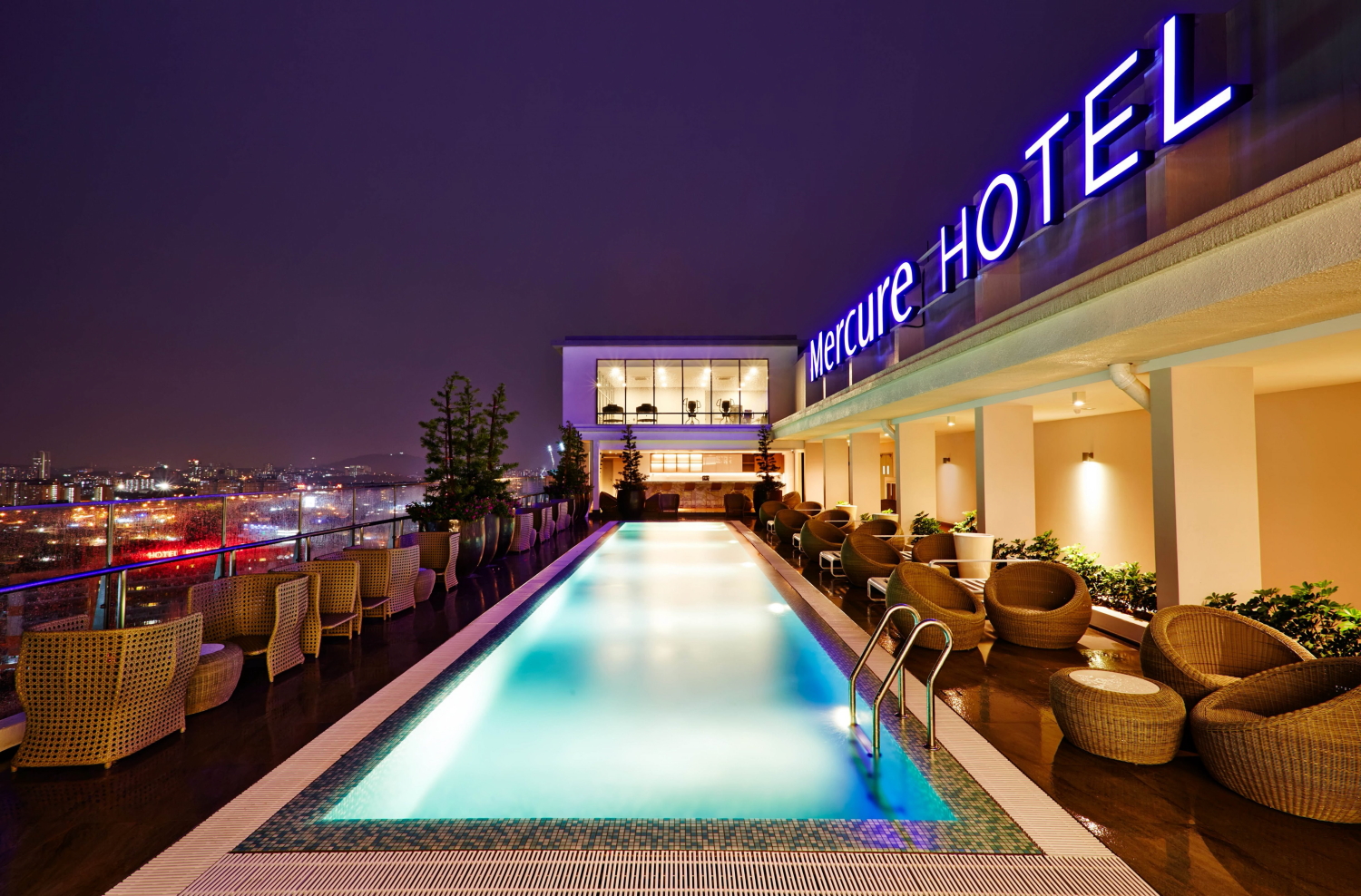 Roof top pool, bar and fitness centre at the 213-room Mercure Kuala Lumpur Shaw Parade