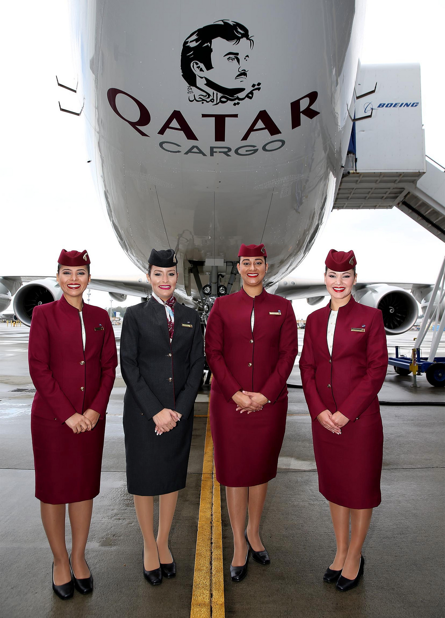Qatar Airways Cargo taking delivery of its first Boeing 747-8F. Click to enlarge.