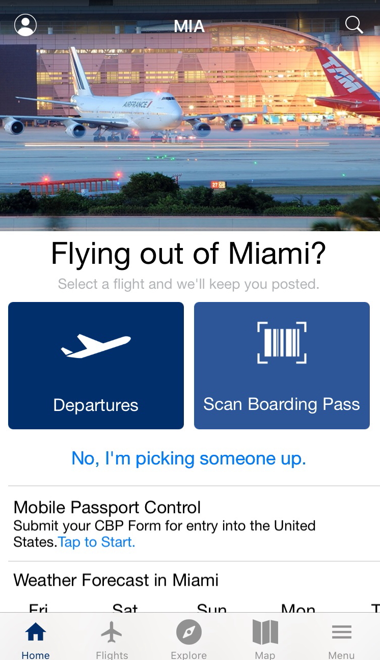 Miami International Airport (MIA) has become the first airport in the world to bring the convenience of Mobile Passport Control, the fast entry process into the USA, into its own airport app experience. US citizens and Canadian visitors arriving into Miami can now use the MIA Airport Official app to submit details to US Customs and Border Protection (CBP) and simply receive a barcode on their phone to present for clearance.