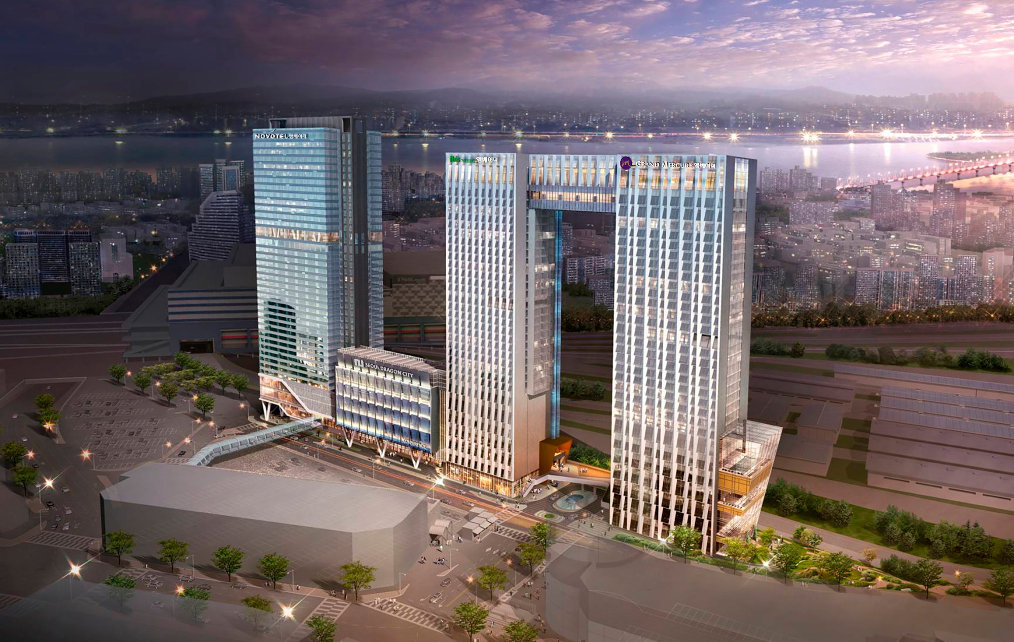 Seoul Dragon City, South Korea’s first ‘lifestyle hotel-plex’, will open on 1 October, featuring four AccorHotels brands, 1,700 rooms, 11 restaurants and bars, 17 meeting rooms, two multi-function grand ballrooms, and four floors of entertainment in a Sky Bridge suspended between two of the towers