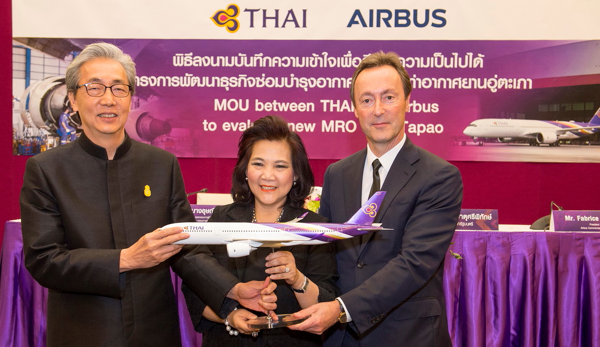Airbus has signed a Memorandum of Understanding with Thai Airways to evaluate the development of a major new maintenance and overhaul (MRO) facility at U-Tapao International Airport near Pattaya, Thailand