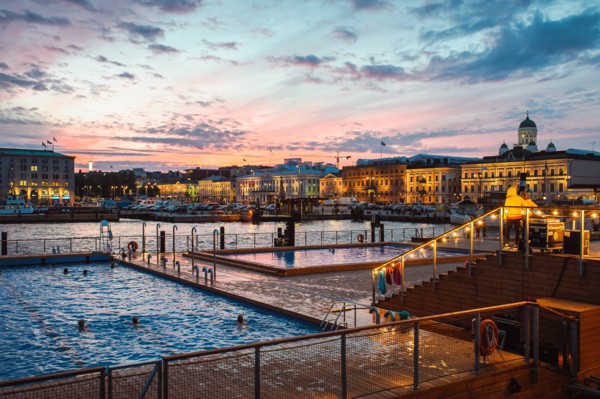 The Allas Sea Pool is a lookout spot and garden-like oasis situated in Helsinki's southernmost seaside. With its land and sea areas it covers almost a hectare (2.47 acres) of the city centre. Photo: Eetu Ahanen. Click to enlarge.