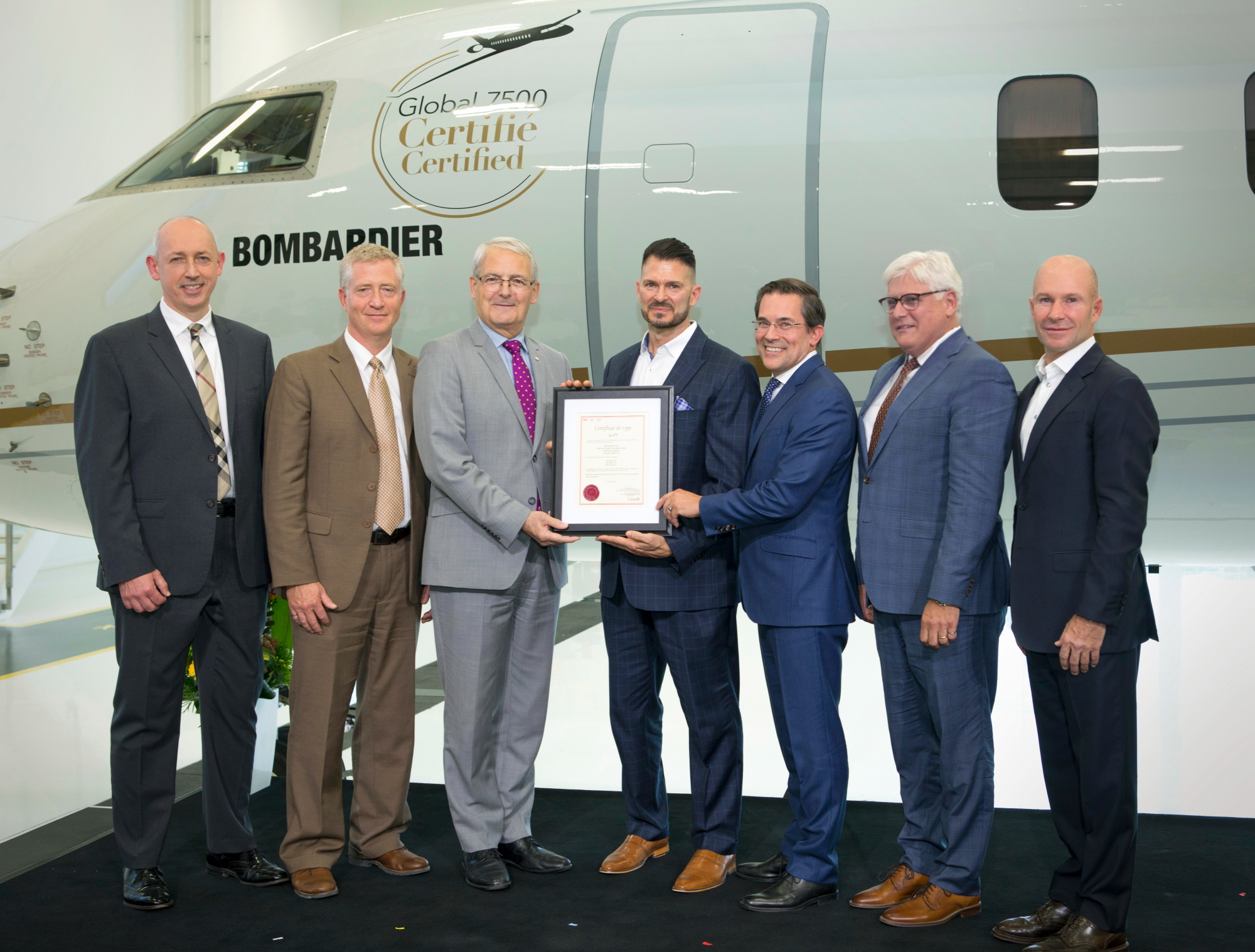 Bombardier's flagship Global 7500 aircraft has been awarded Transport Canada Type Certification, paving the way for entry-into-service this year. Certification by the Federal Aviation Administration (FAA) and the European Aviation Safety Agency (EASA) is expected to follow shortly. Click to enlarge.