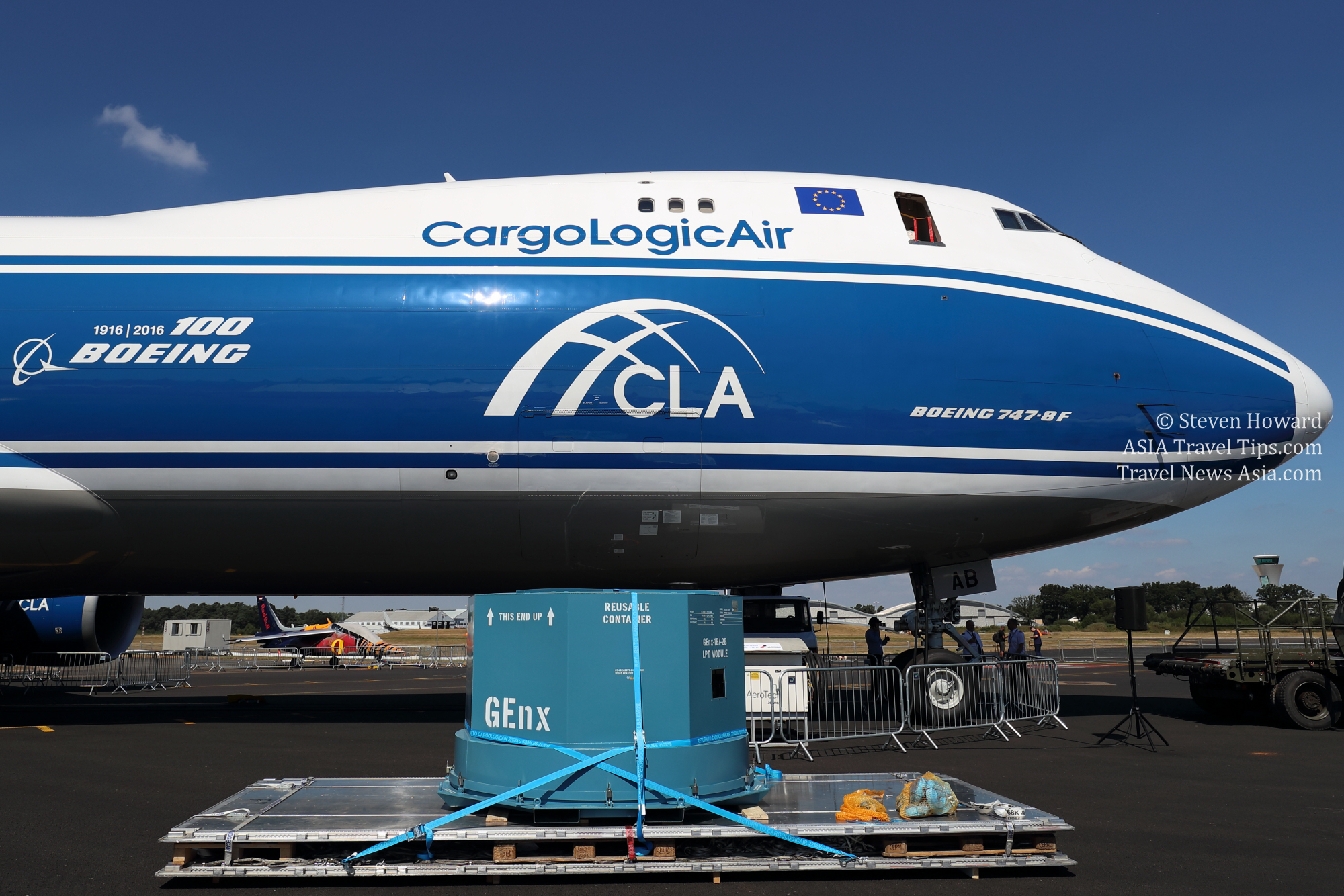 CargoLogicAir Boeing 747-8F at Farnborough International Airshow 2018. Click to enlarge.