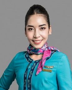 A beautiful stewardess in Lanmei Airlines uniform. Click to enlarge.