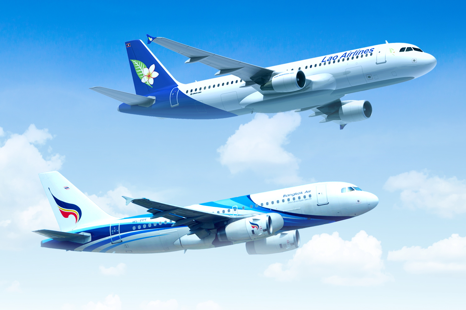 Lao Airlines (QV) and Bangkok Airways (PG) are now codesharing on select routes between Thailand and Lao PDR. Click to enlarge.