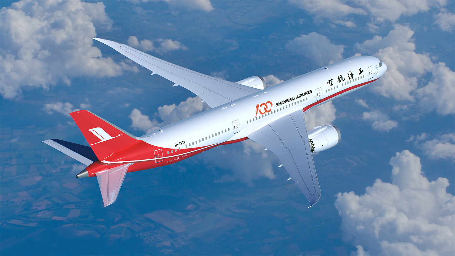 Shanghai Airlines Boeing 787-9. Click to enlarge.