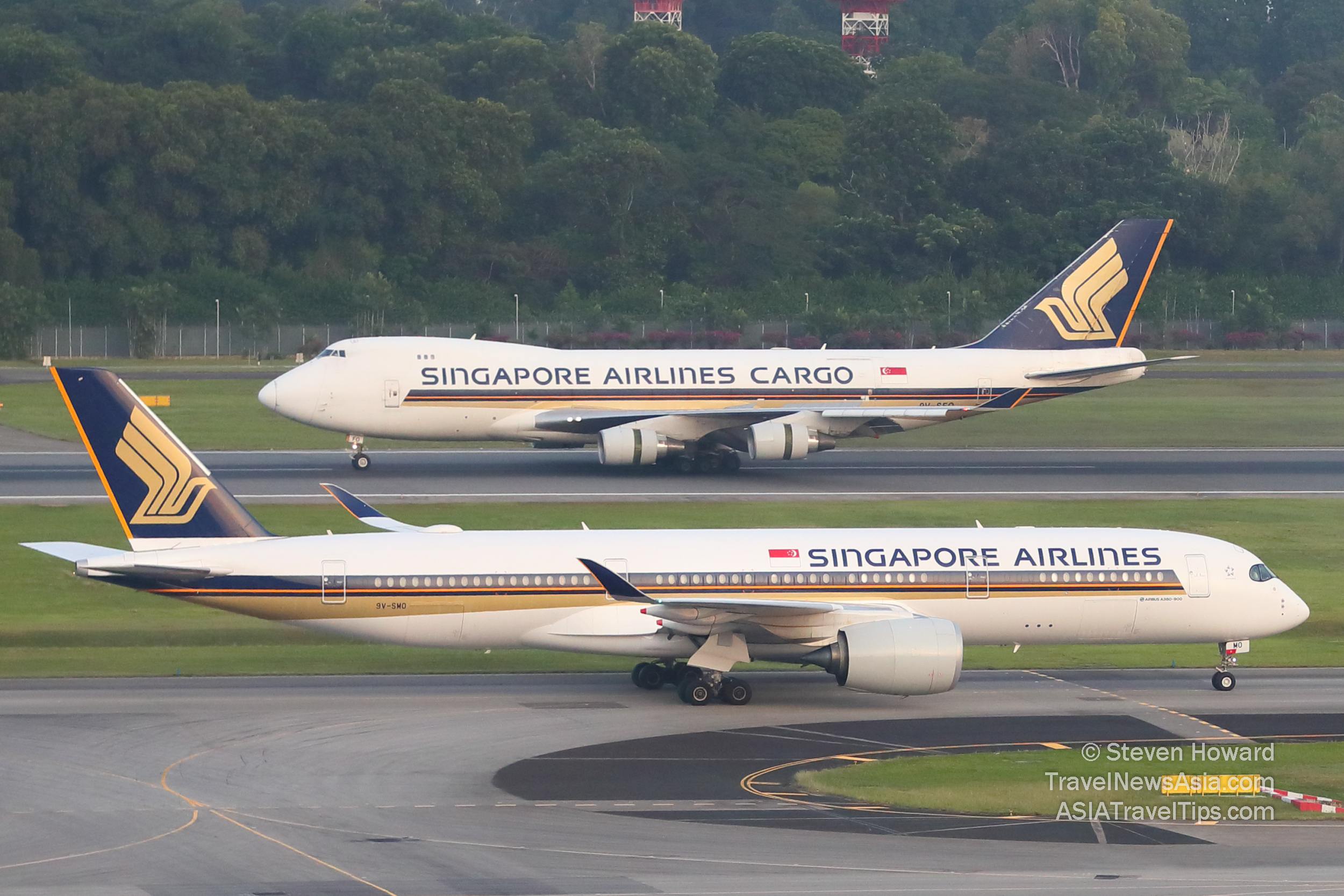 Changi Airport in Singapore is one of the most important aviation hubs, for cargo and passenger traffic, in Asia Pacific. Picture of Singapore Airlines aircraft at Changi by Steven Howard of TravelNewsAsia.com Click to enlarge.