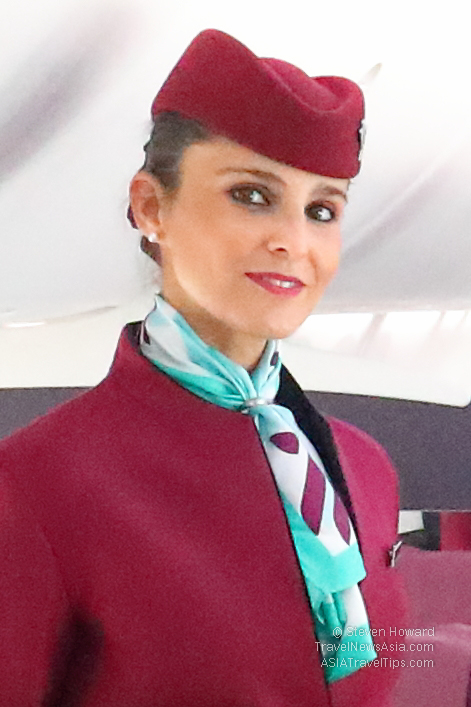 Beautiful Air Italy stewardess. Picture by Steven Howard of TravelNewsAsia.com Click to enlarge.