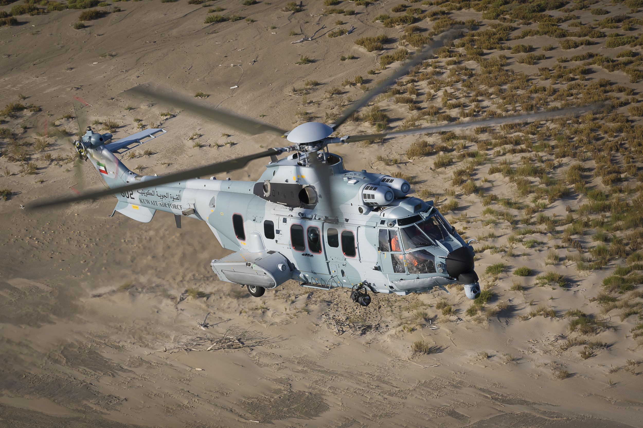 The first Airbus H225M helicopters to be delivered to Kuwait later this year have started flight testing. Kuwait ordered 30 of the long-range multi-role H225Ms in August 2016. They will be operated by the Kuwait Air Force and the Kuwait National Guard. Click to enlarge.