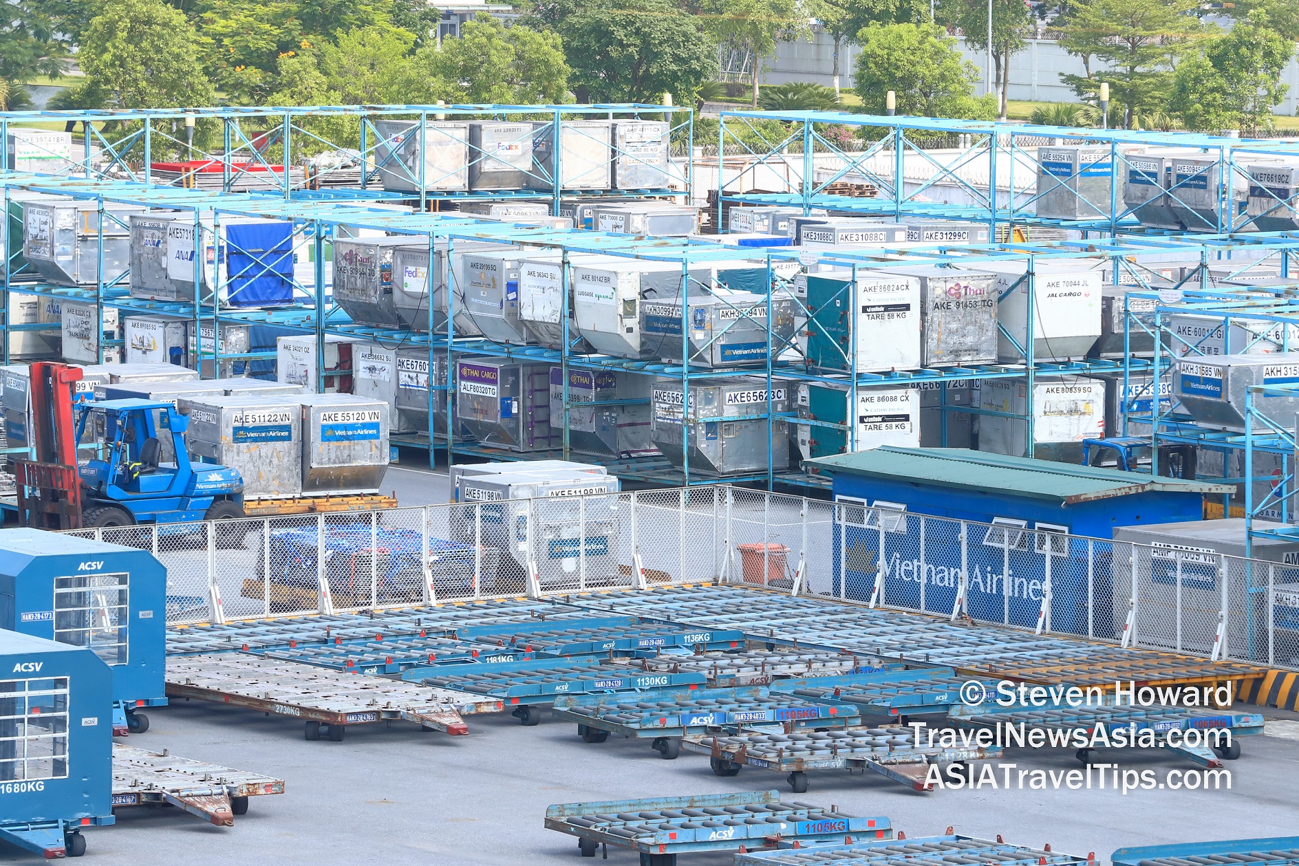 Cargo containers at Noi Bai International Airport in Hanoi, Vietnam Picture by Steven Howard of TravelNewsAsia.com Click to enlarge.