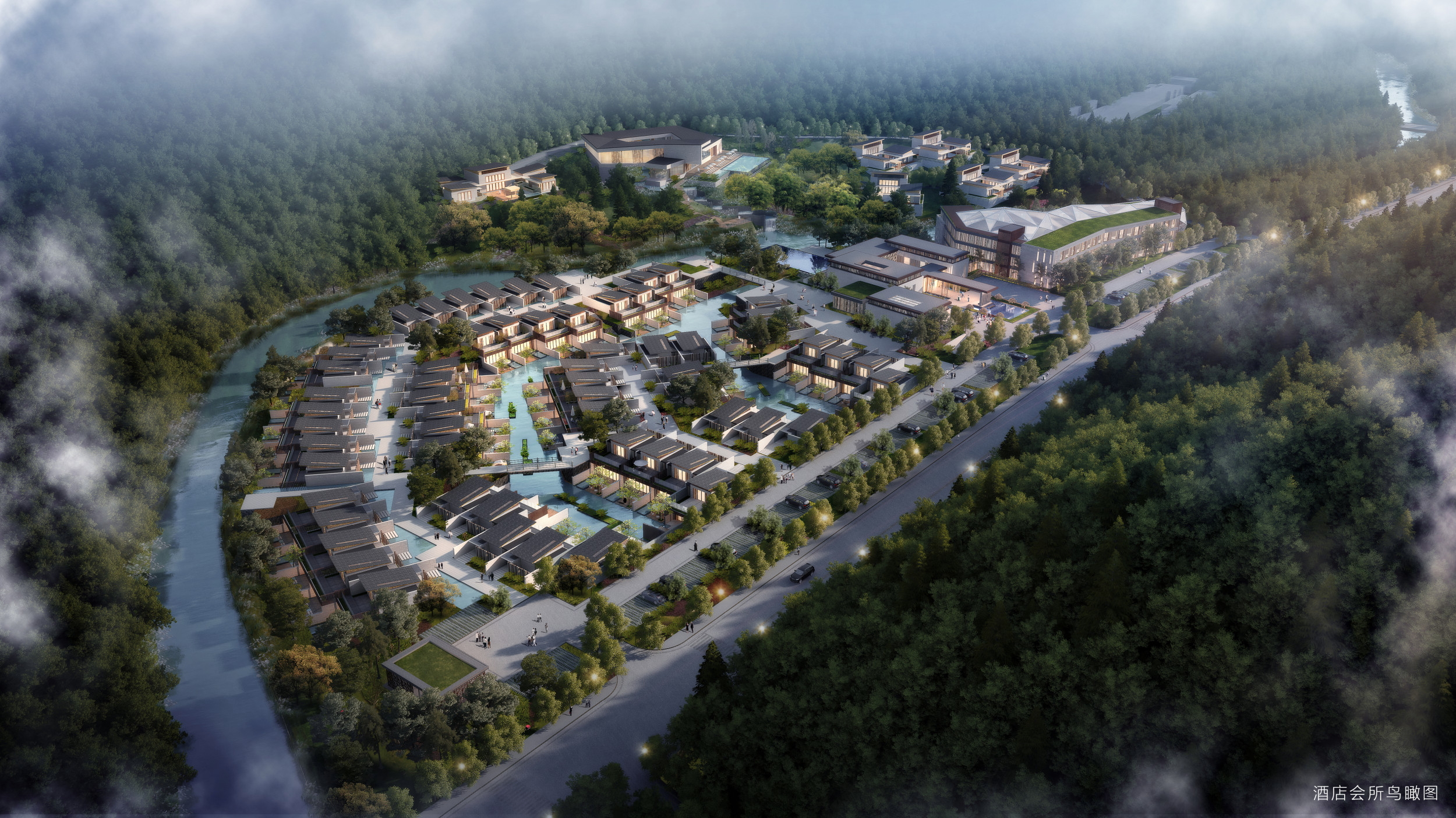 Rendering of Dusit Thani Hot Springs Wugongshan. Click to enlarge.