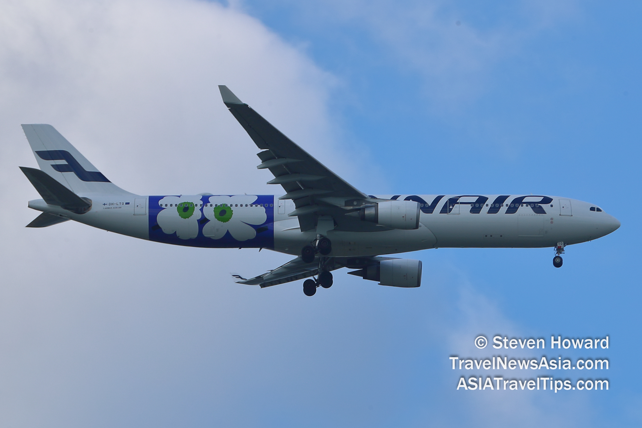 Finnair Airbus A330 reg: OH-LTO. Picture by Steven Howard of TravelNewsAsia.com Click to enlarge.