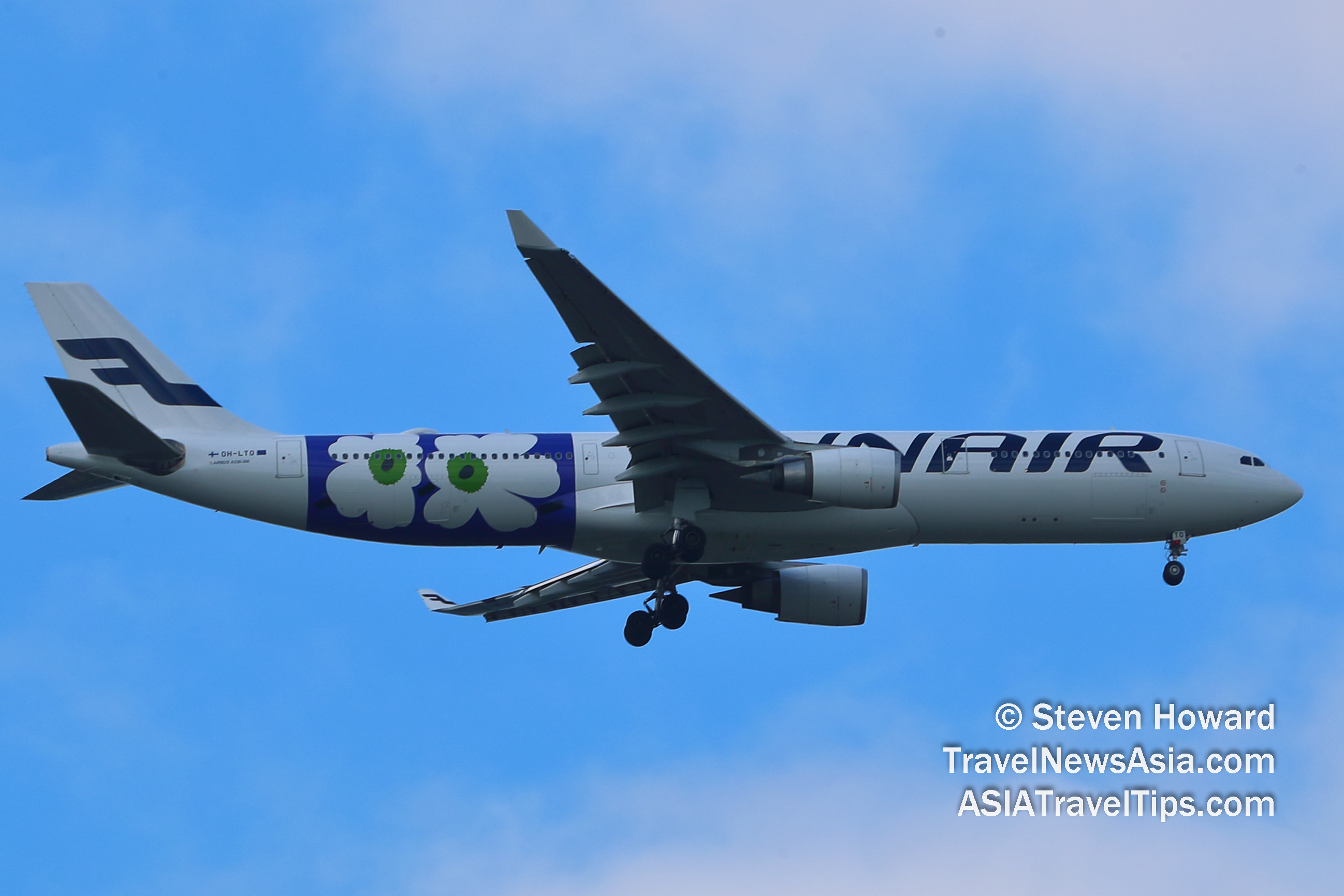 Finnair Airbus A330 reg: OH-LTO. Picture by Steven Howard of TravelNewsAsia.com Click to enlarge.