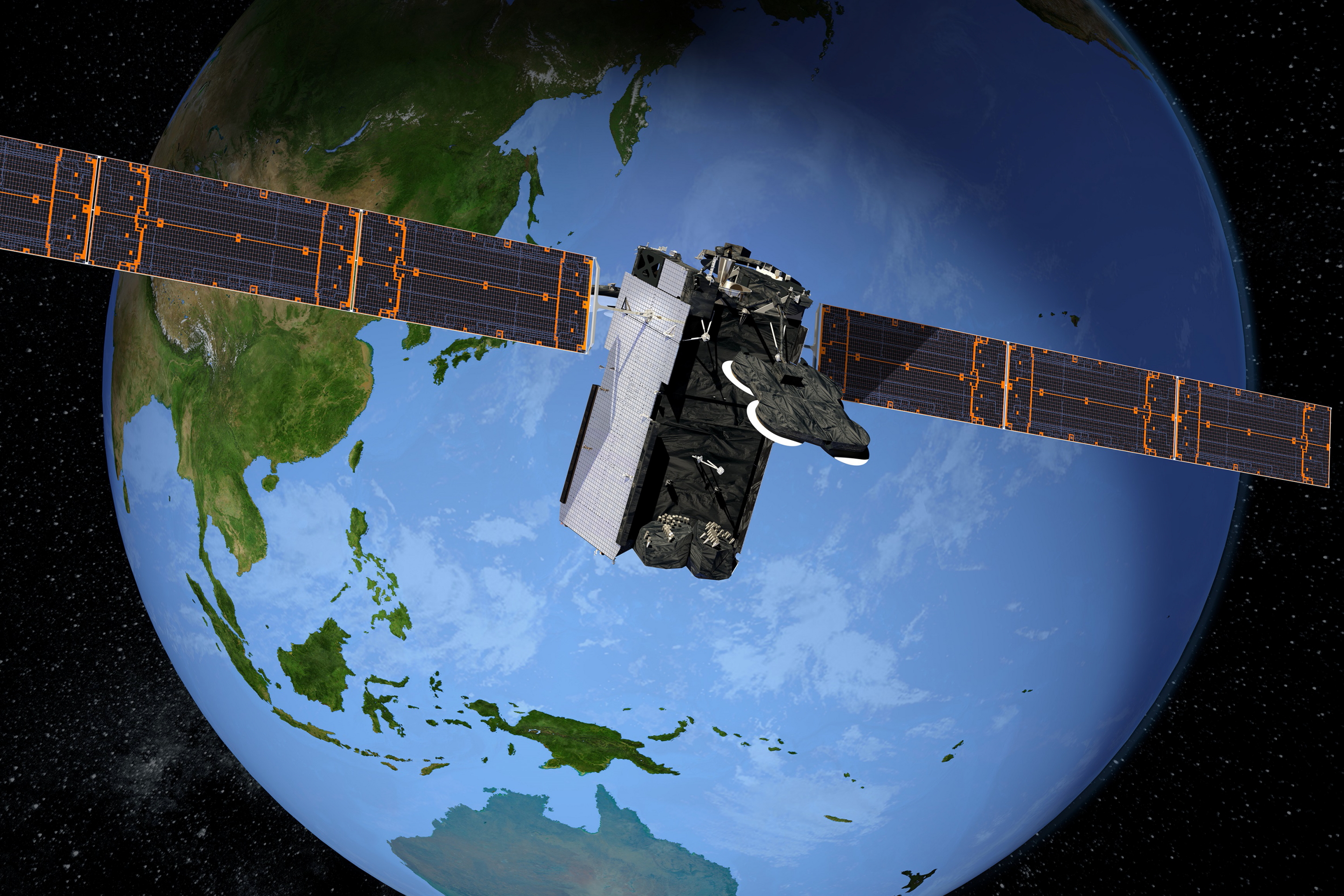 The Boeing-built satellite called JCSAT-18/Kacific will deliver internet services to a potential market comprising hundreds of millions of people in more than 25 countries, including remote islands in the Pacific and the far eastern part of Russia. Click to enlarge.