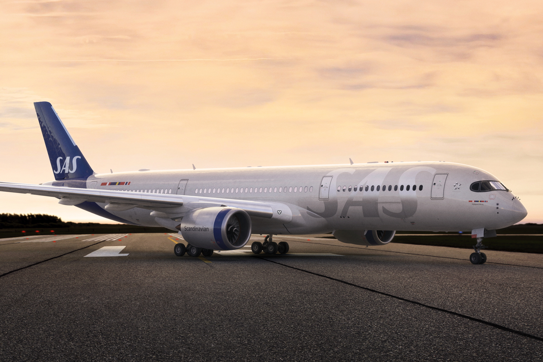 SAS has unveiled its first new aircraft livery in 21 years. The new livery extends the blue color of the tail further down the fuselage and onto the engine, while a big silver SAS logo has been added to the front side of the aircraft. Click to enlarge.
