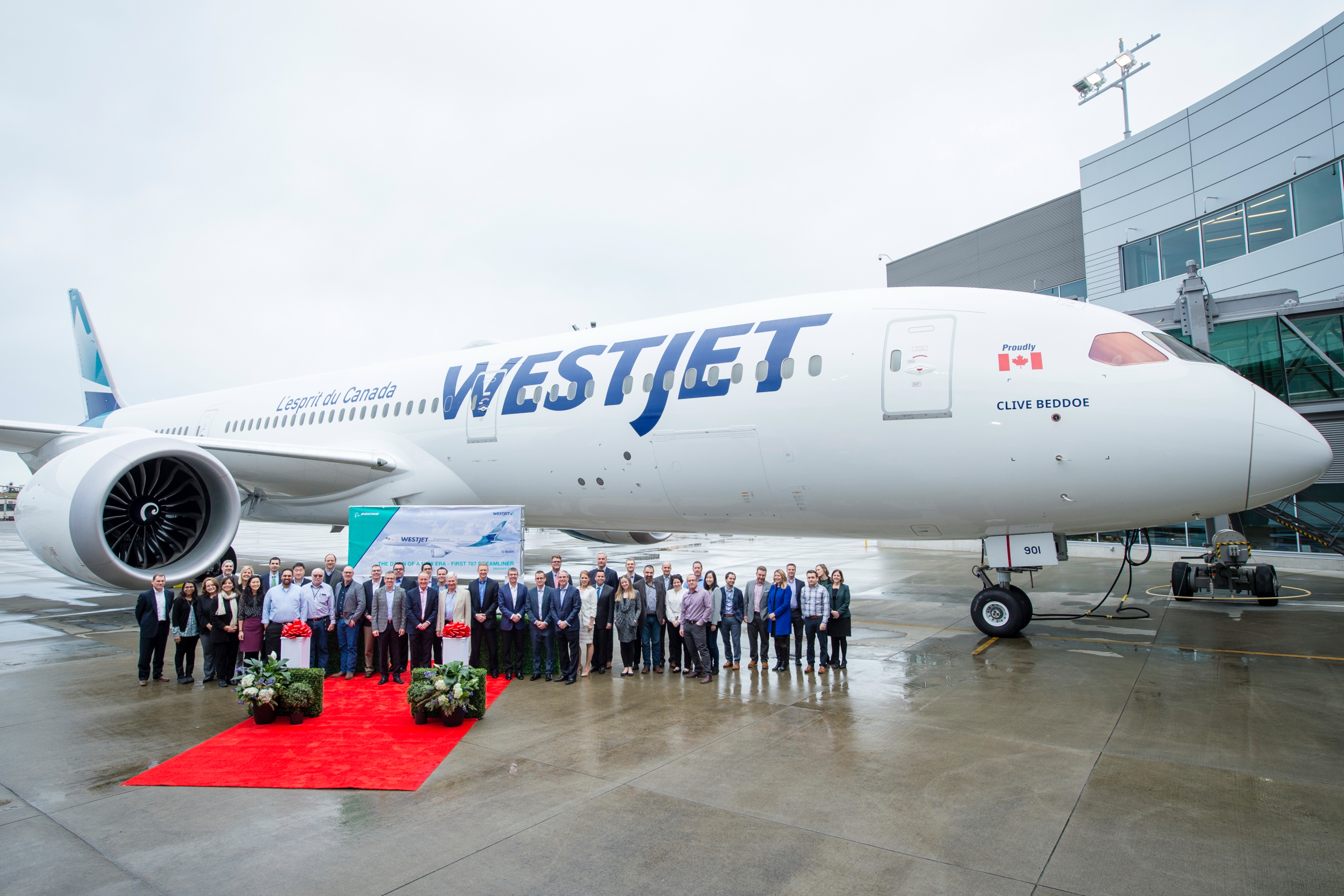 WestJet has taken delivery of the first of ten Boeing 787 Dreamliners. Having long operated a fleet of single-aisle jets, WestJet will use the long-range 787-9 Dreamliner to launch new international routes. Click to enlarge.